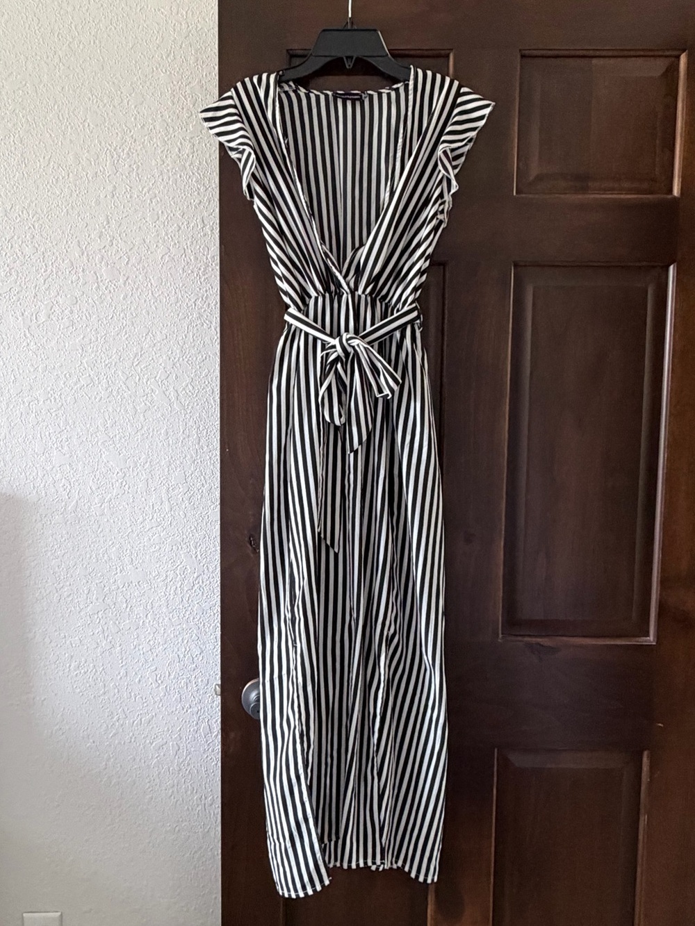 PrettyLittleThing Black and White Striped Maxi Dress